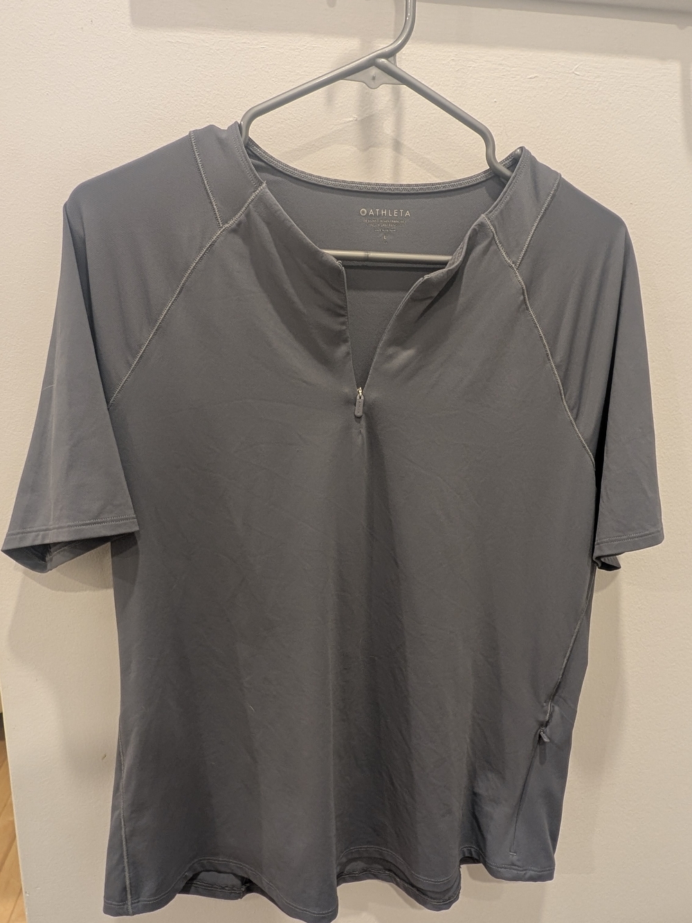 Athleta Short-Sleeve Zip Polo - Gray Slate